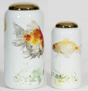 Fish Tall Jar with Gold Lid