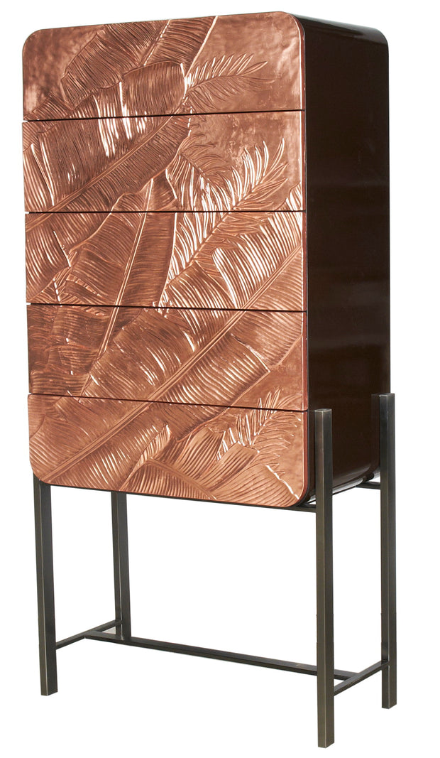 Embossed Metal Bronze Leaf Dresser