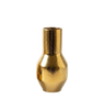 Gold vase with a textured surface on a white background