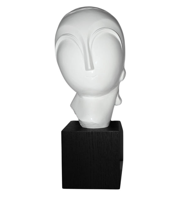 Glossy White Abstract Head Sculpture – Guild Design Gallery