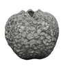 Textured silver bead on a white background