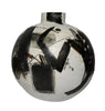 Black and white abstract ceramic vase on a white background