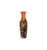 Vase with orange and black design on a white background
