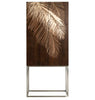 Decorative cabinet with palm leaf design on a white background