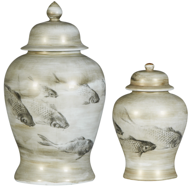Pearl Fish Ginger Jar with Lid