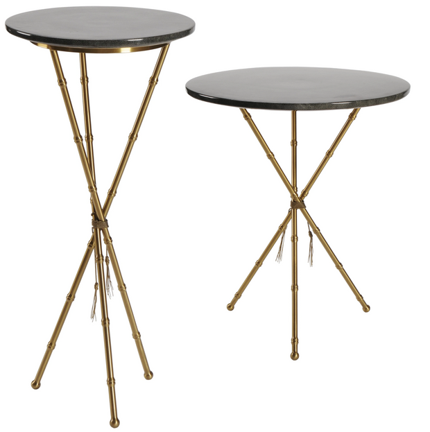 Shagreeen Grey Tall Table and Side Table with Bamboo Legs