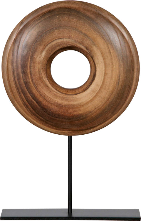 Wood Disc Sculpture on Stand