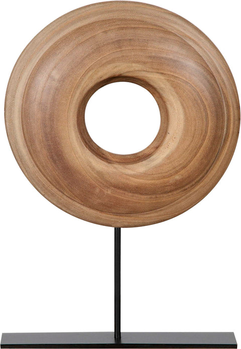 Wood Disc Sculpture on Stand