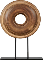 Wood Disc Sculpture on Stand