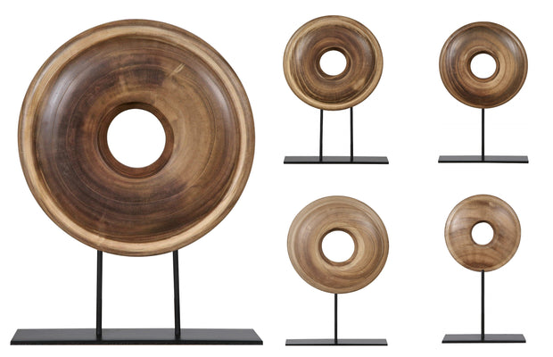 Wood Disc Sculpture on Stand
