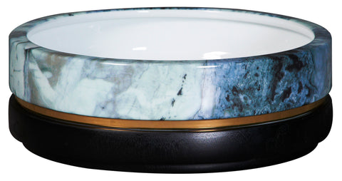 Blue Granite Bowl with Black Wood
