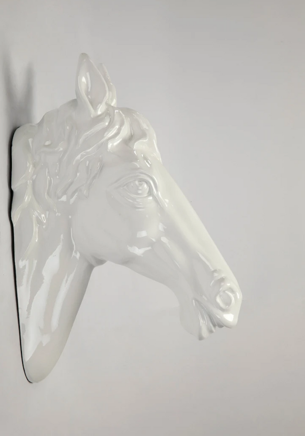 Wall Mounted Horse Head Sculpture White