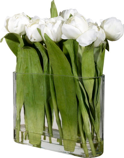 Tulip Arrangement in Glass Vase