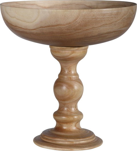 Natural Wood Bowl on Pedestal