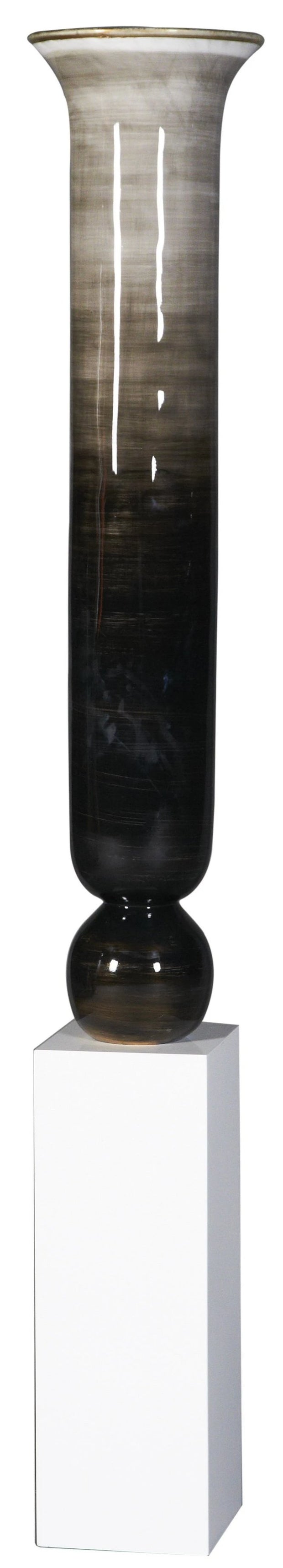 Brushed Slate Flared Neck Vase on Stand