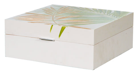 Handpainted Green Leaf Keepsake Box