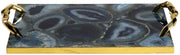 Blue Agate Tray with Gold Handles