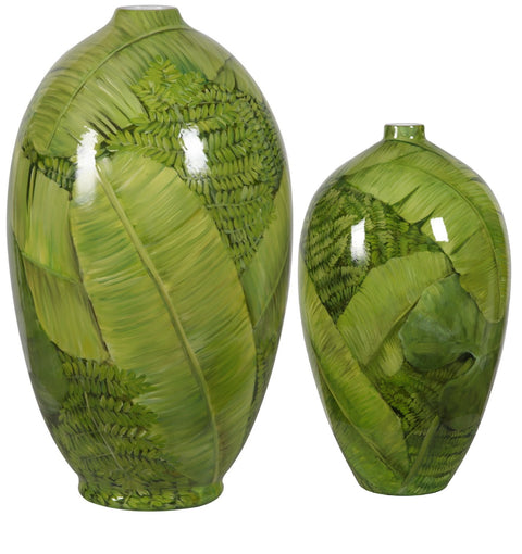 Jungle Leaf Short Neck Vase