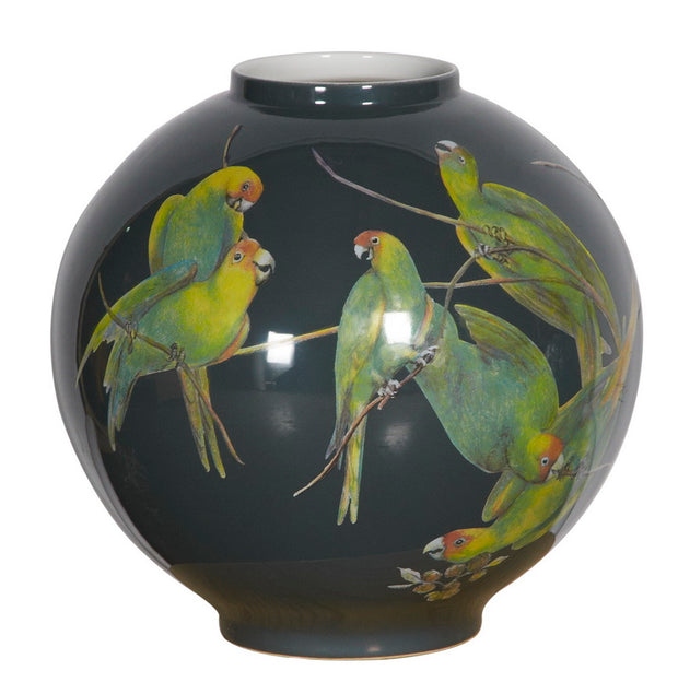 Macaw Round Dark Grey Vase