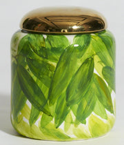 Tropical Leaves Jar with Golden Lid
