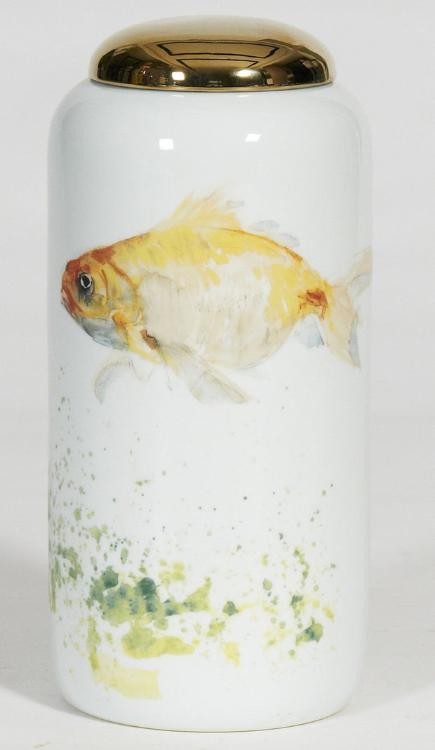 Fish Tall Jar with Gold Lid