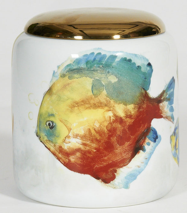 Dory/Tropical Fish Short Jar with Gold Lid