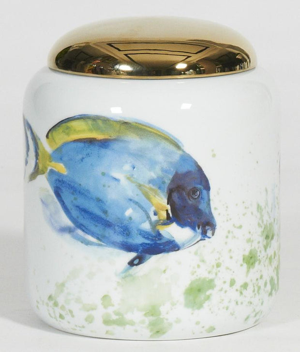 Dory/Tropical Fish Short Jar with Gold Lid