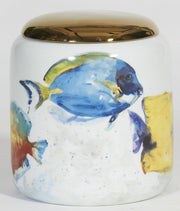 Fish Short Jar with Gold Lid