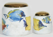 Fish Short Jar with Gold Lid