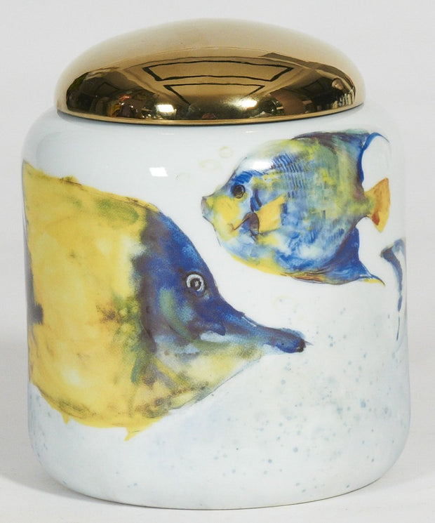 Fish Short Jar with Gold Lid