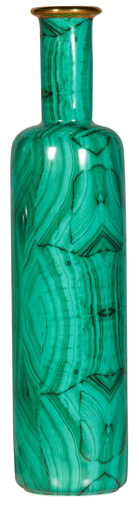 Malachite Jade Gold Rim Vase