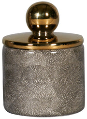 Shagreen Jar with Gold Lid