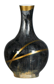 Ribbon Black and Gold Vase