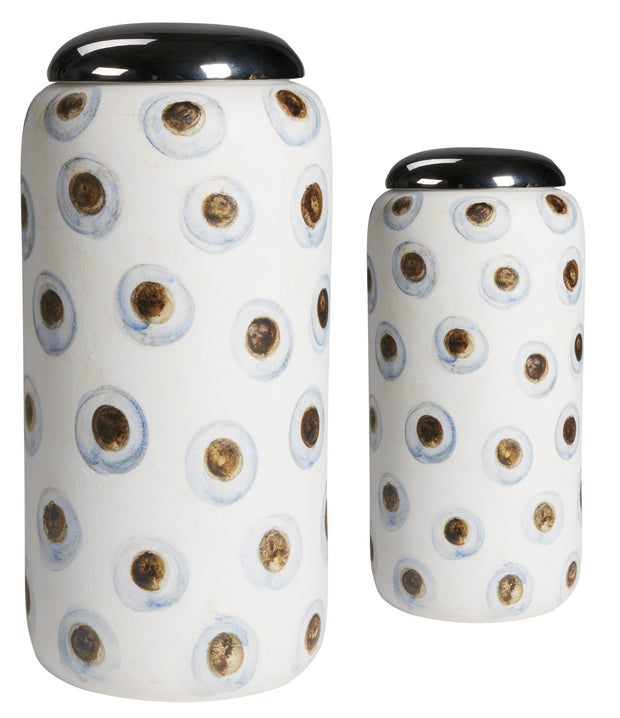 Polka Cylinder Jar with Gold Lid