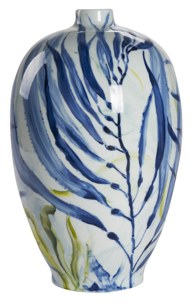 Blue Leaf Small Neck Vase