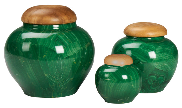 Malachite Jar with Wooden Lid