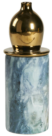 Granite Blue Jar Golden Lid