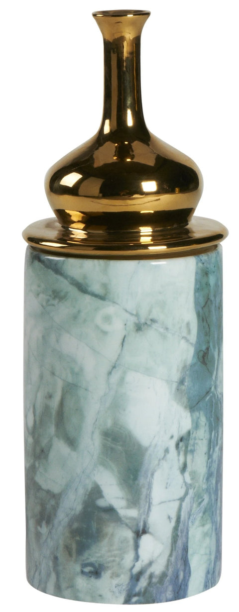 Granite Blue Jar Golden Lid