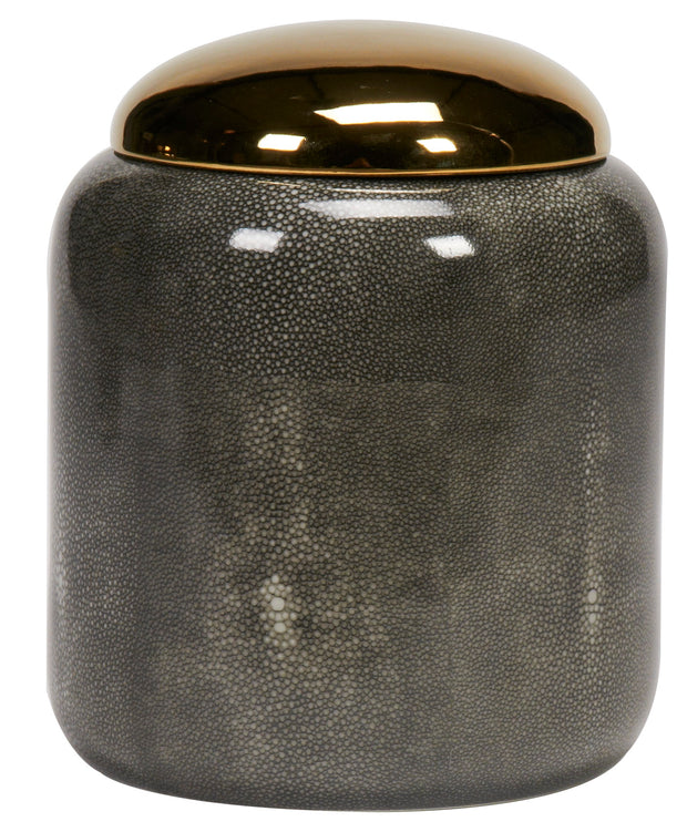 Shagreen Grey Jar with Golden Lid