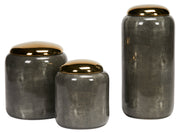 Shagreen Grey Jar with Golden Lid