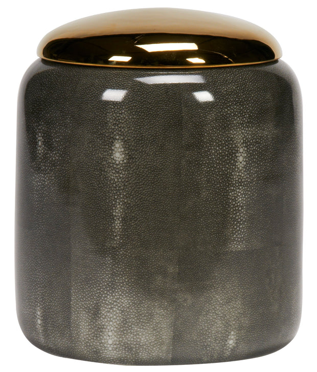 Shagreen Grey Jar with Golden Lid