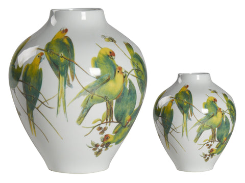 Macaw Flock White Vase