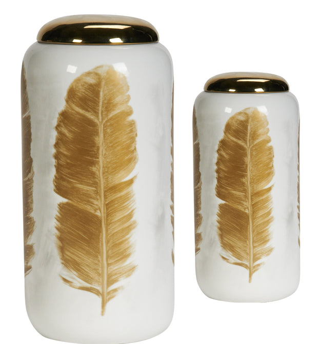 Gold Feather Jar