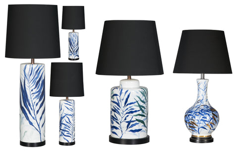 Feathered Blue Tall Lamp
