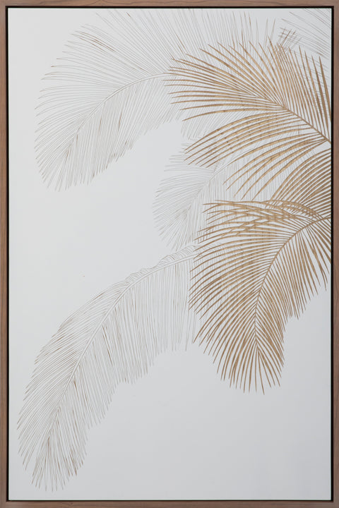 Handcarved Wall Panel: Palm Leaves