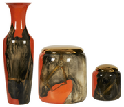 Youngster Orange Vases & Jars with Gold Lid